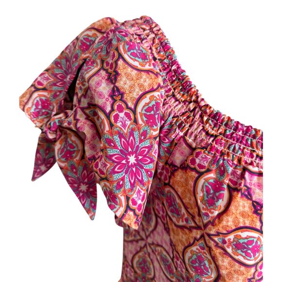 Motherhood Maternity Women Dress Small Shift Ruffle Pink Short Sleeve Scoop New - Picture 3 of 10